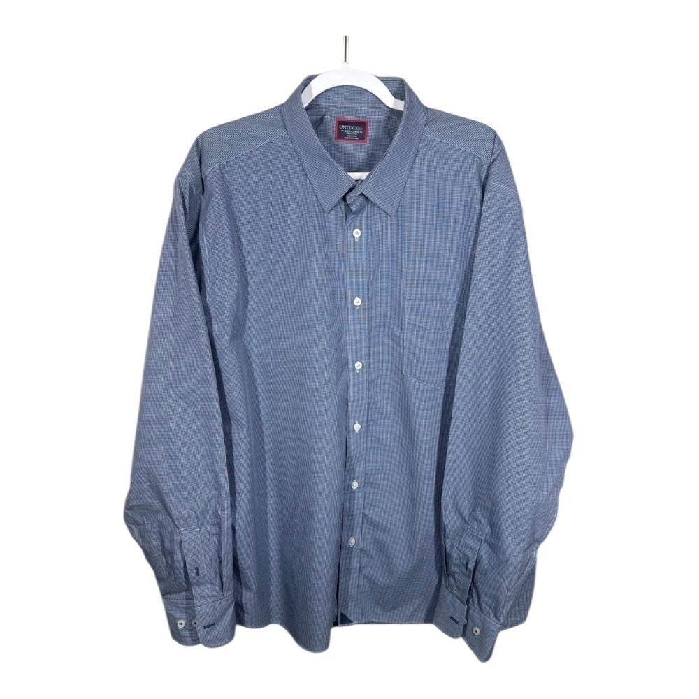 UNTUCKit Men's 3XL Blue Checkered Button-Down Shirt Classic Casual